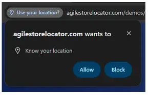 Browser prompt asking permission to know the visitor's location